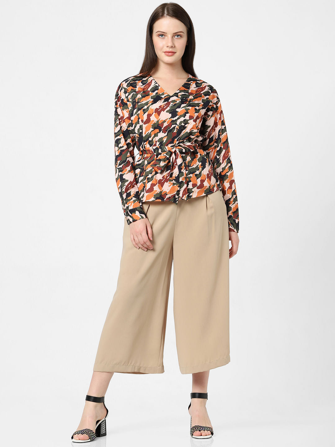 Green Abstract Print Top