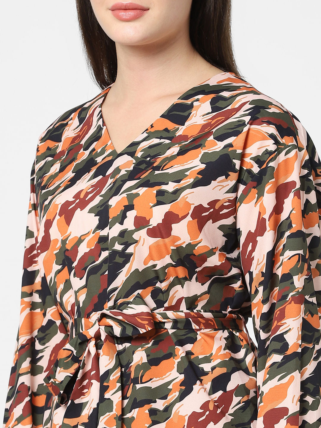 Green Abstract Print Top