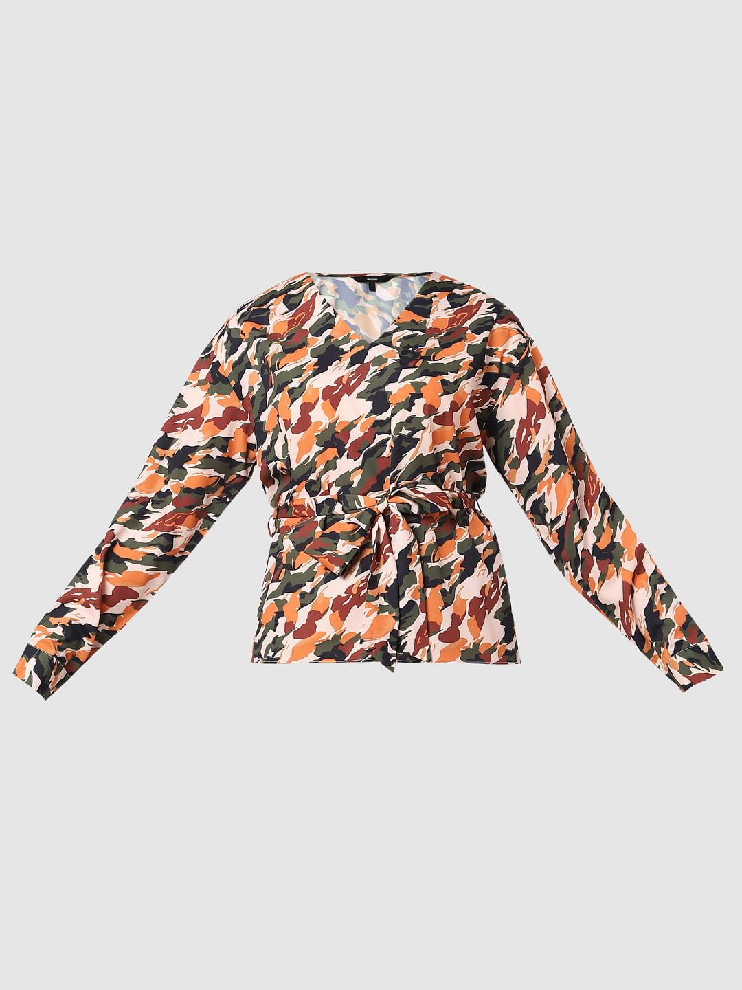 Green Abstract Print Top