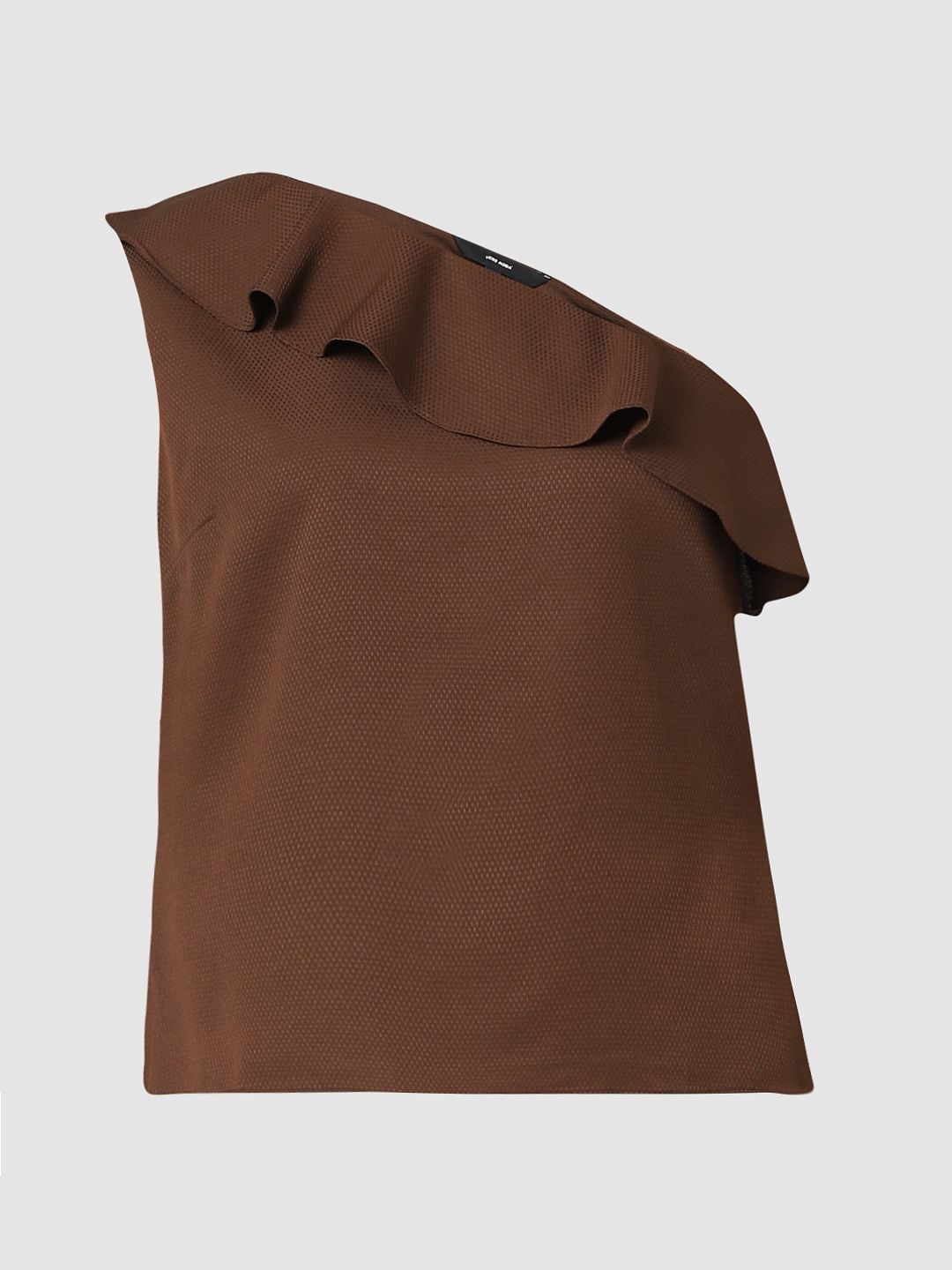 Dark Coffee One Shoulder Top