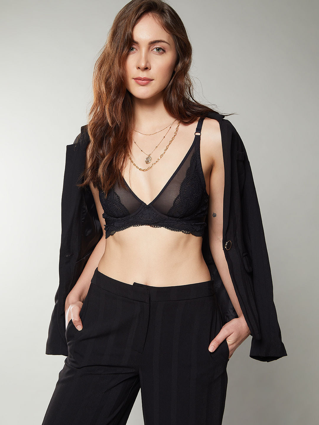 Intimates Black Lace Plunge Bra