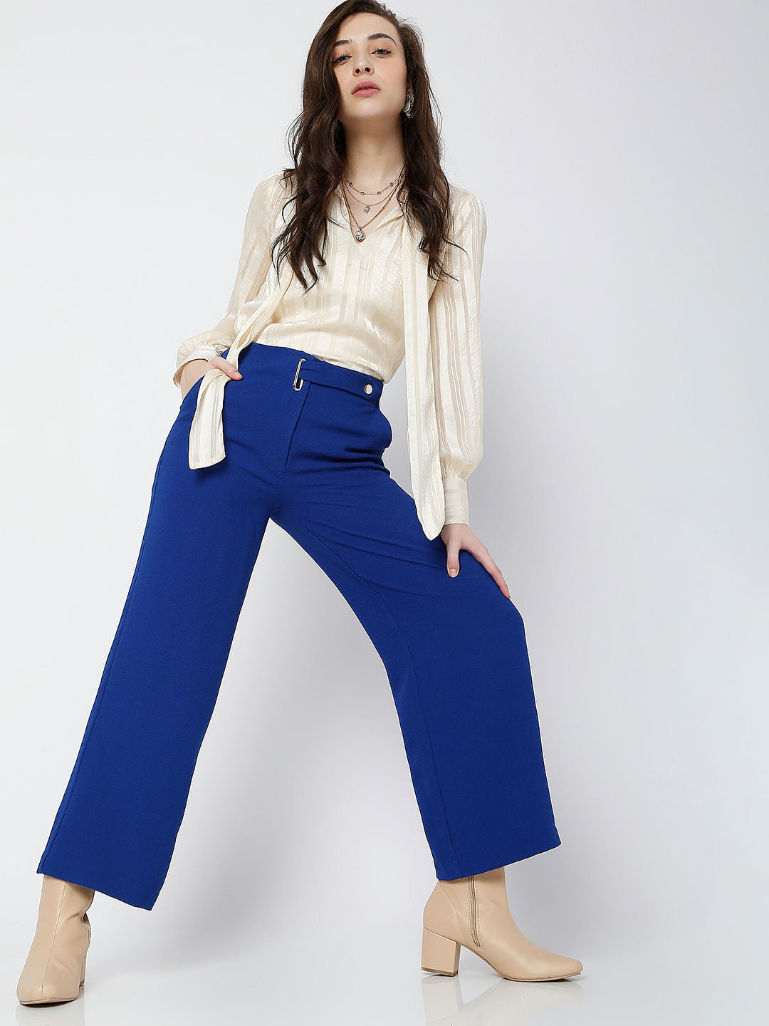 Blue Wide Leg Co-Ord Set Culottes