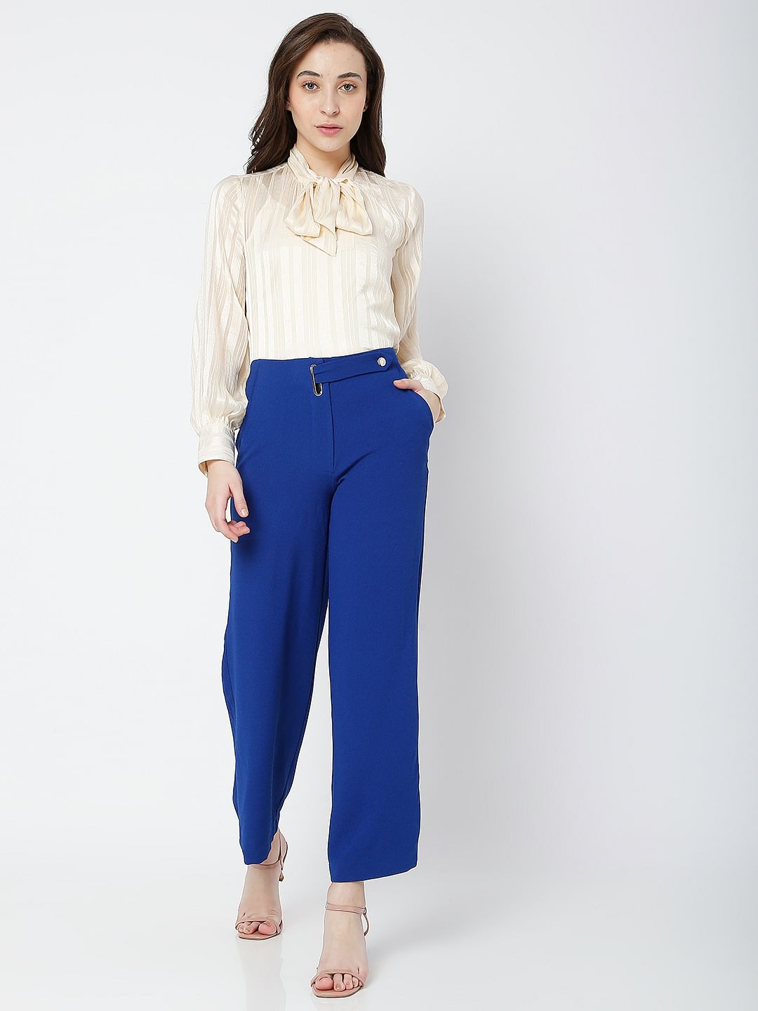 Blue Wide Leg Co-Ord Set Culottes