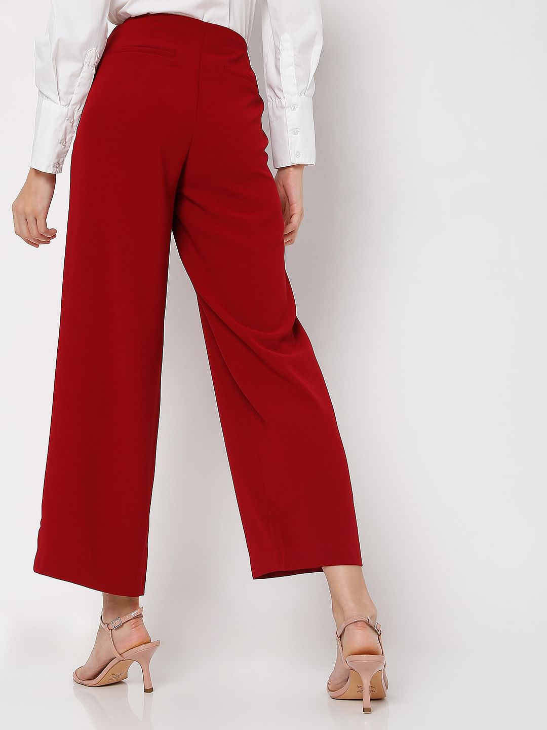 Maroon High Rise Wide Leg Co-Ord Set Pants