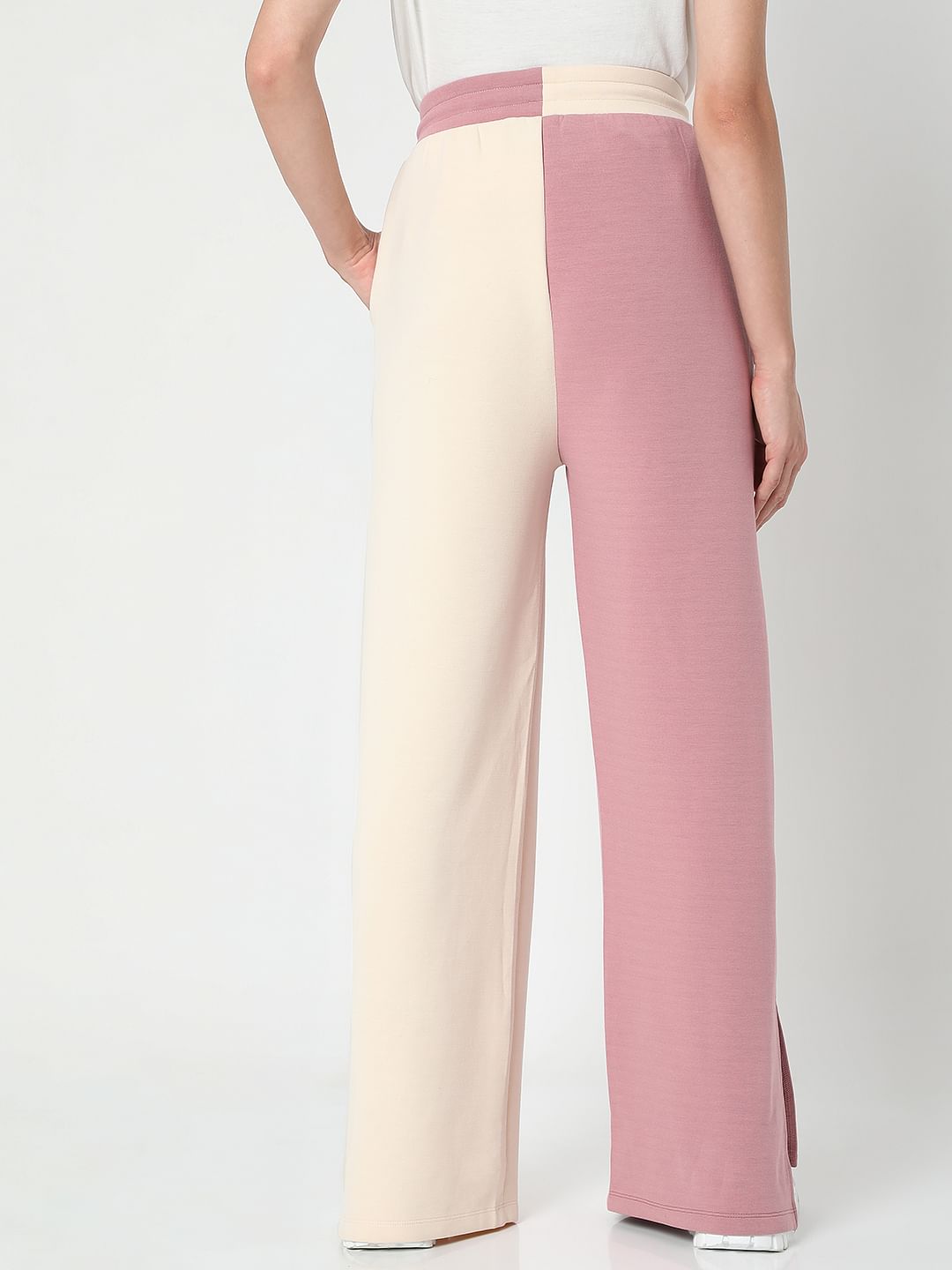 Beige Colourblocked Co-Ord Sweatpants