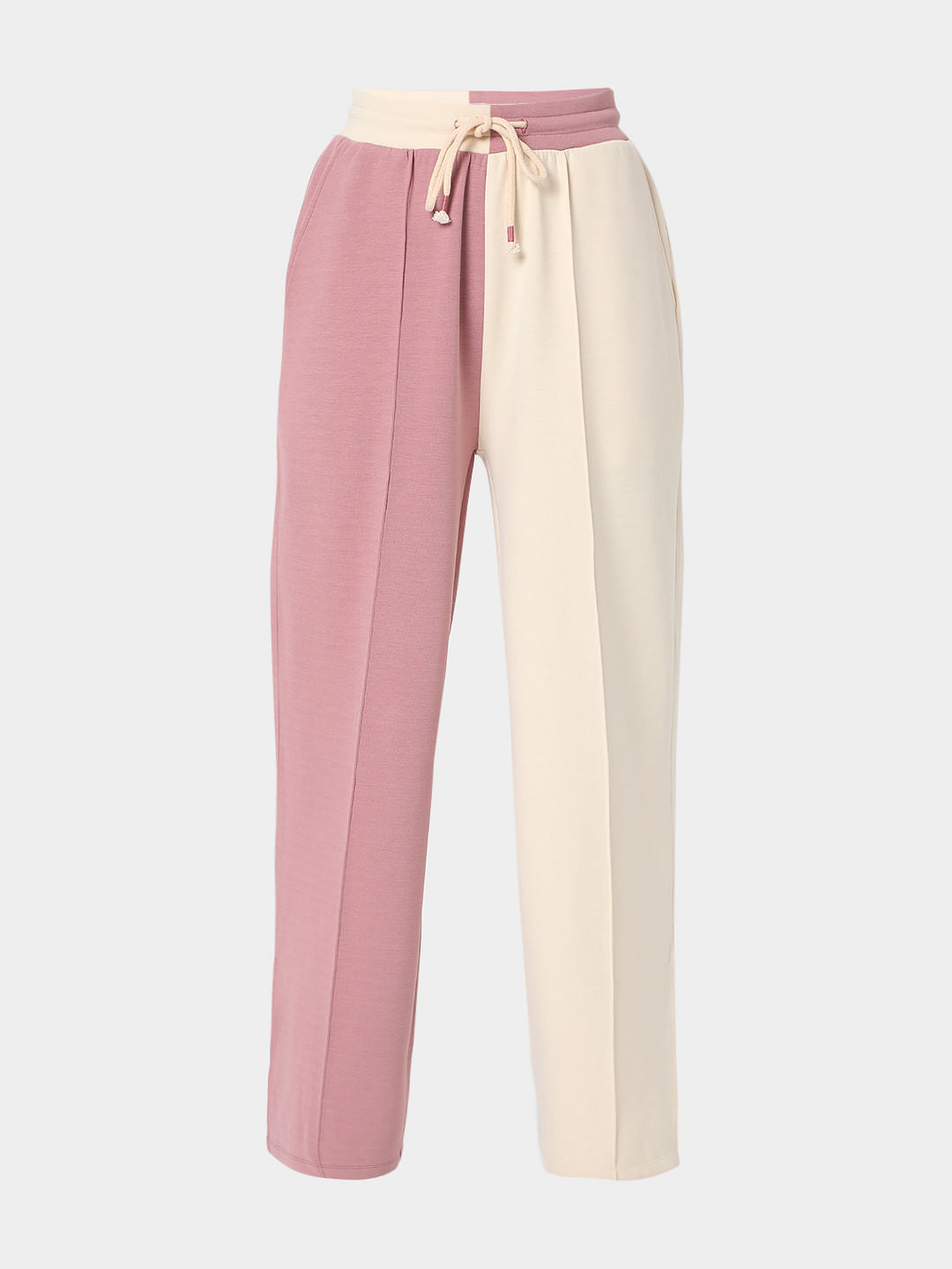 Beige Colourblocked Co-Ord Sweatpants