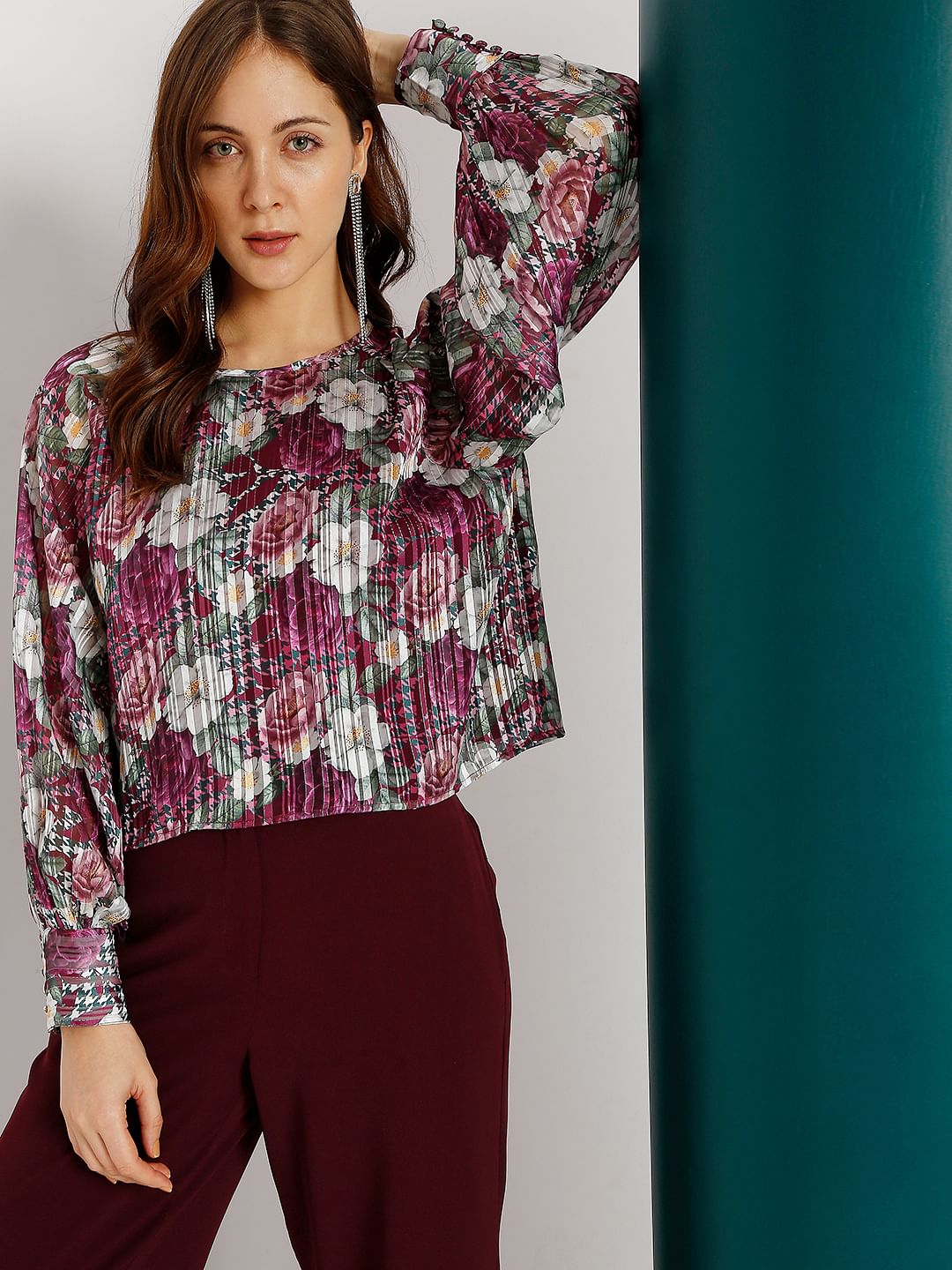 Pink Floral Print Top