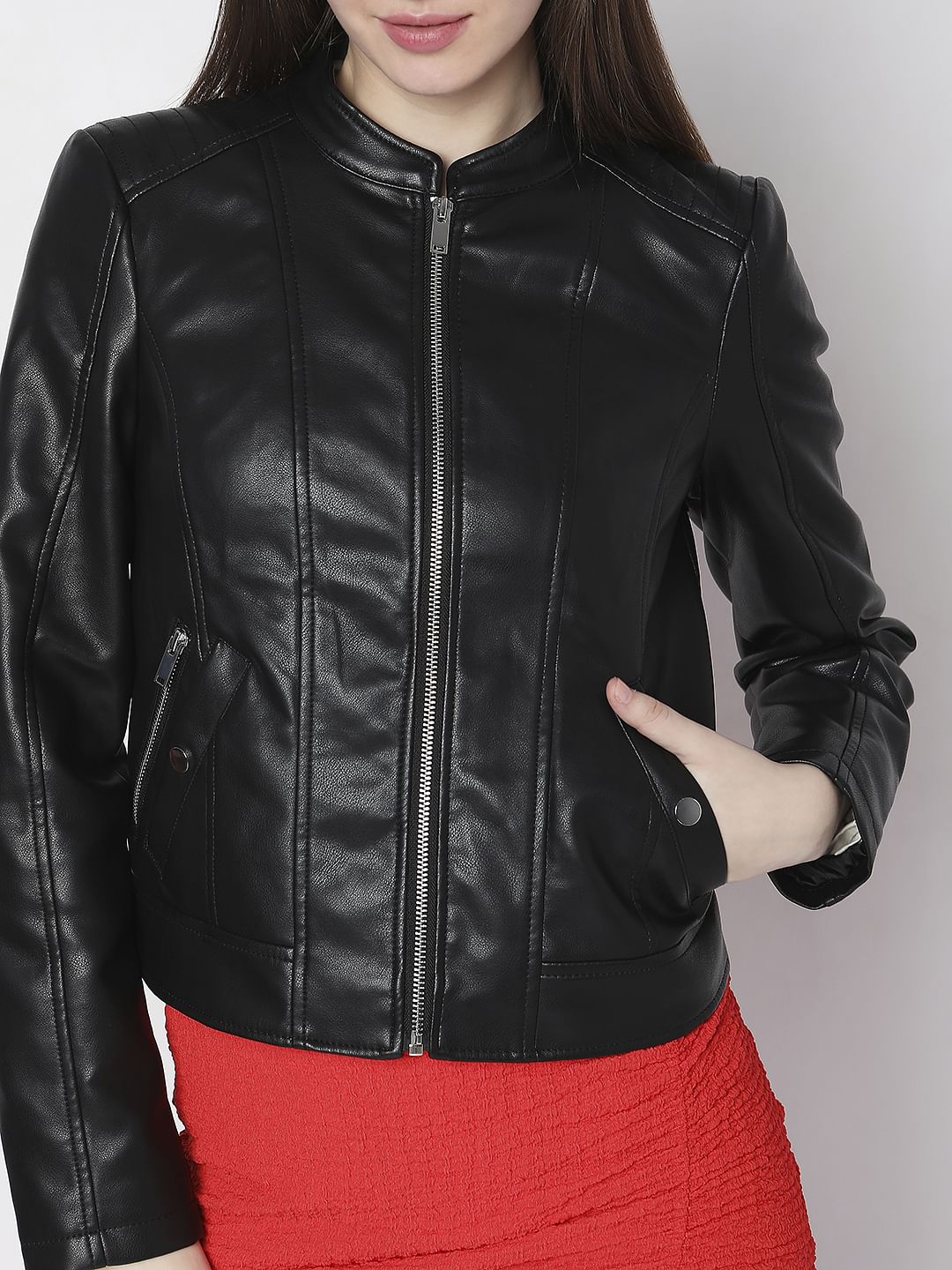 Black Faux Leather Biker Jacket
