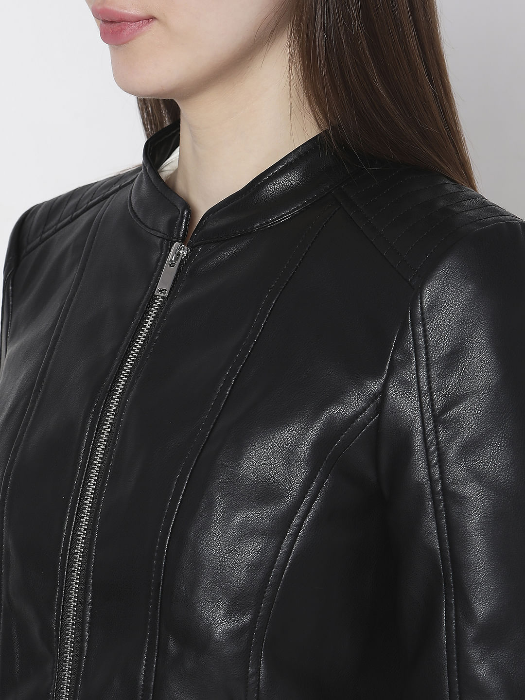 Black Faux Leather Biker Jacket