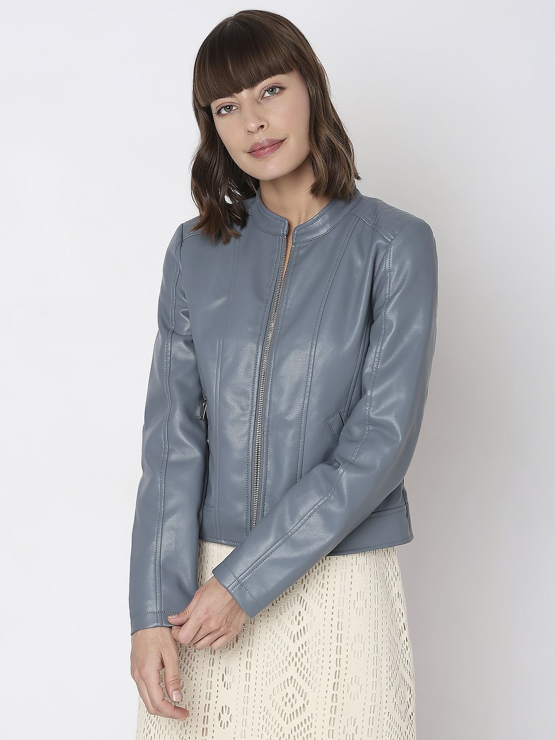 Grey Pu Short Jacket