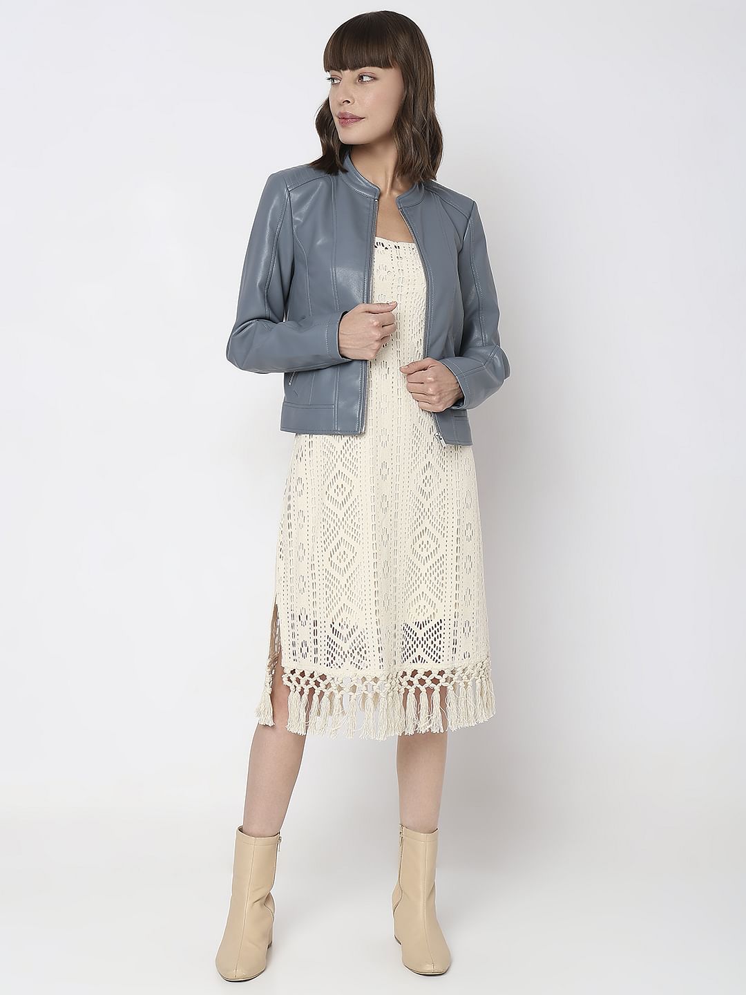 Grey Pu Short Jacket