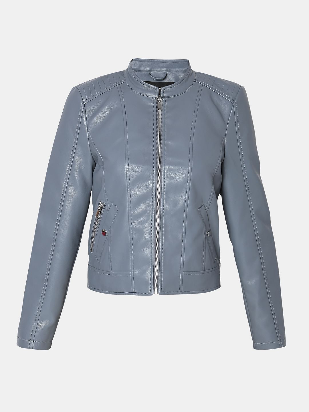 Grey Pu Short Jacket