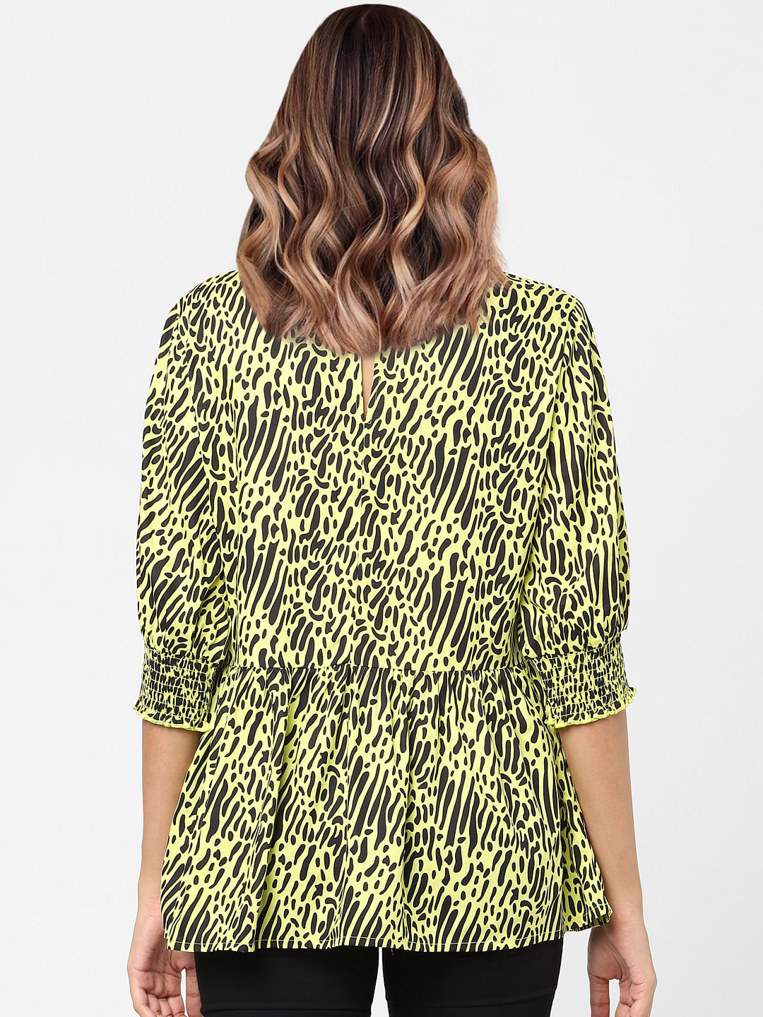 Lime Green Abstract Print Top