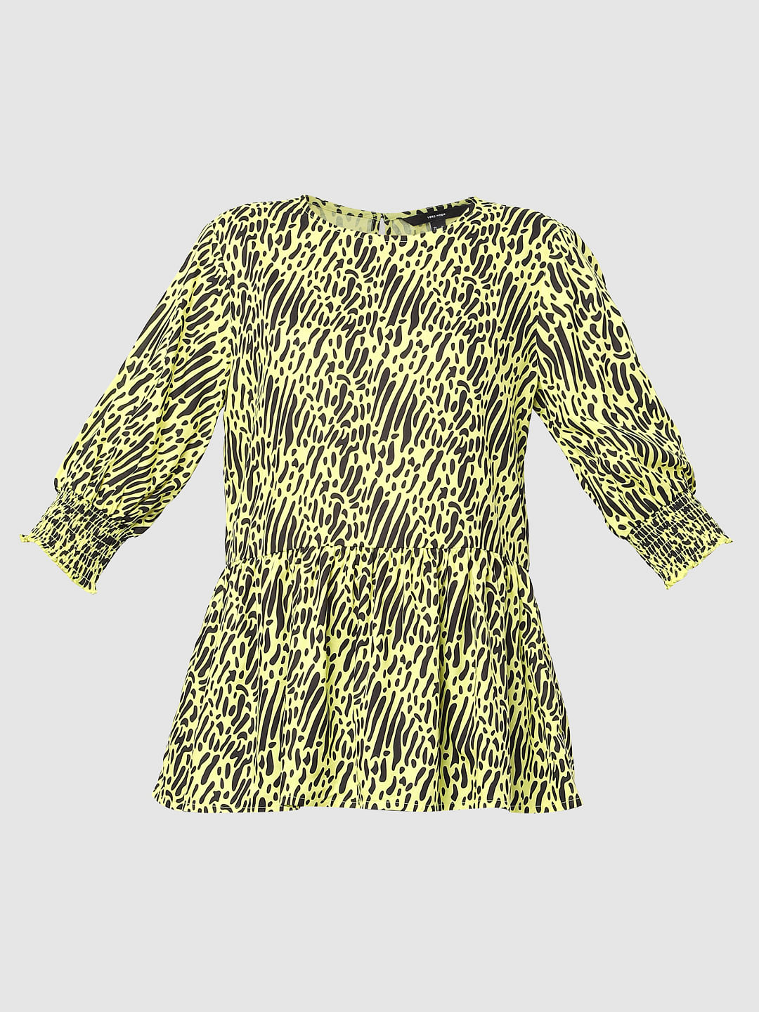 Lime Green Abstract Print Top