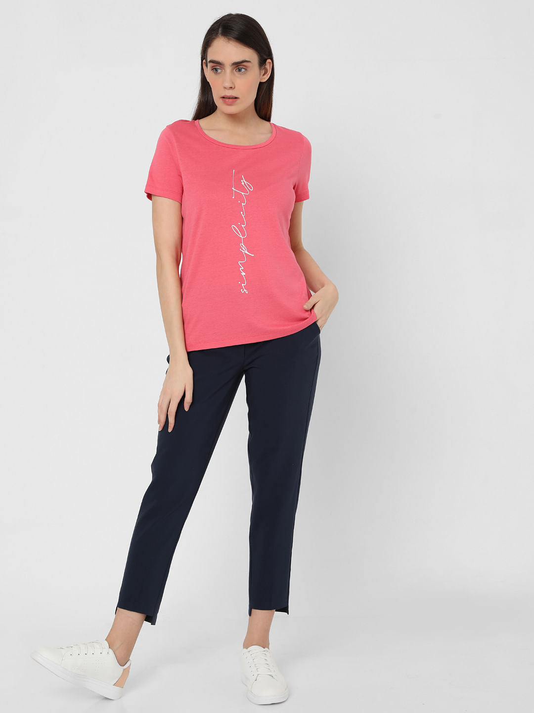 Pink Typography Print T-Shirt