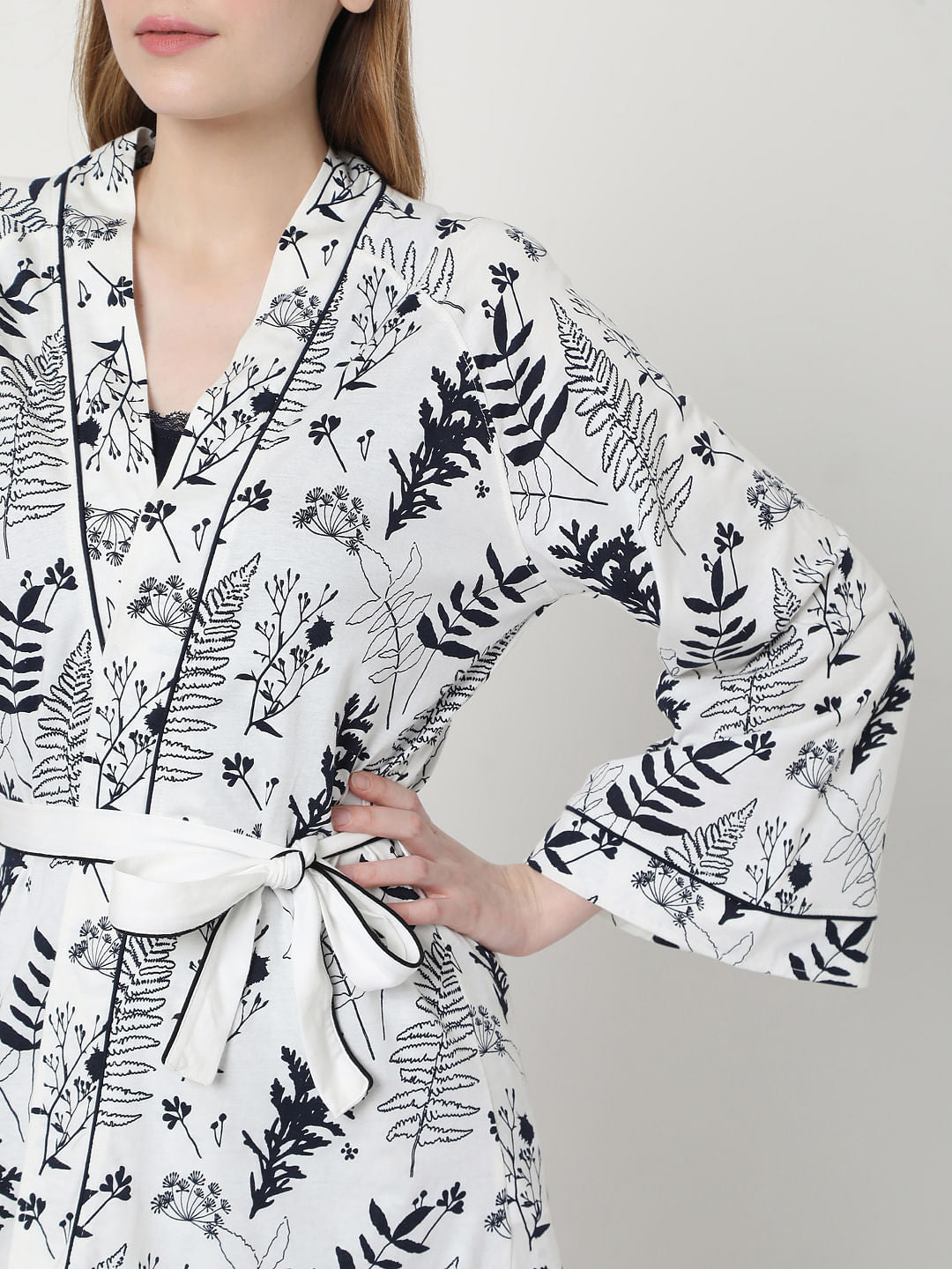 White Printed Jacket & Tank Top Pyjama Set