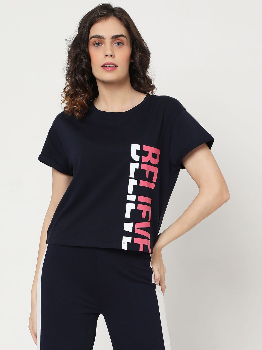Blue Cropped Lounge T-Shirt