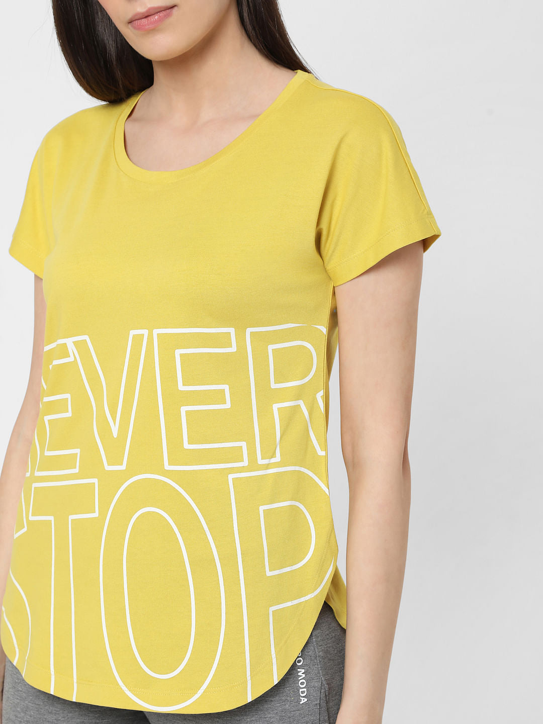 Yellow Slogan Print Lounge T-Shirt