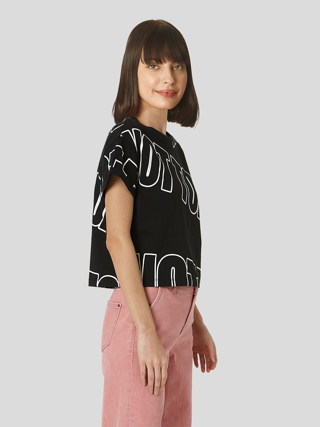 Black Cropped Lounge T-Shirt
