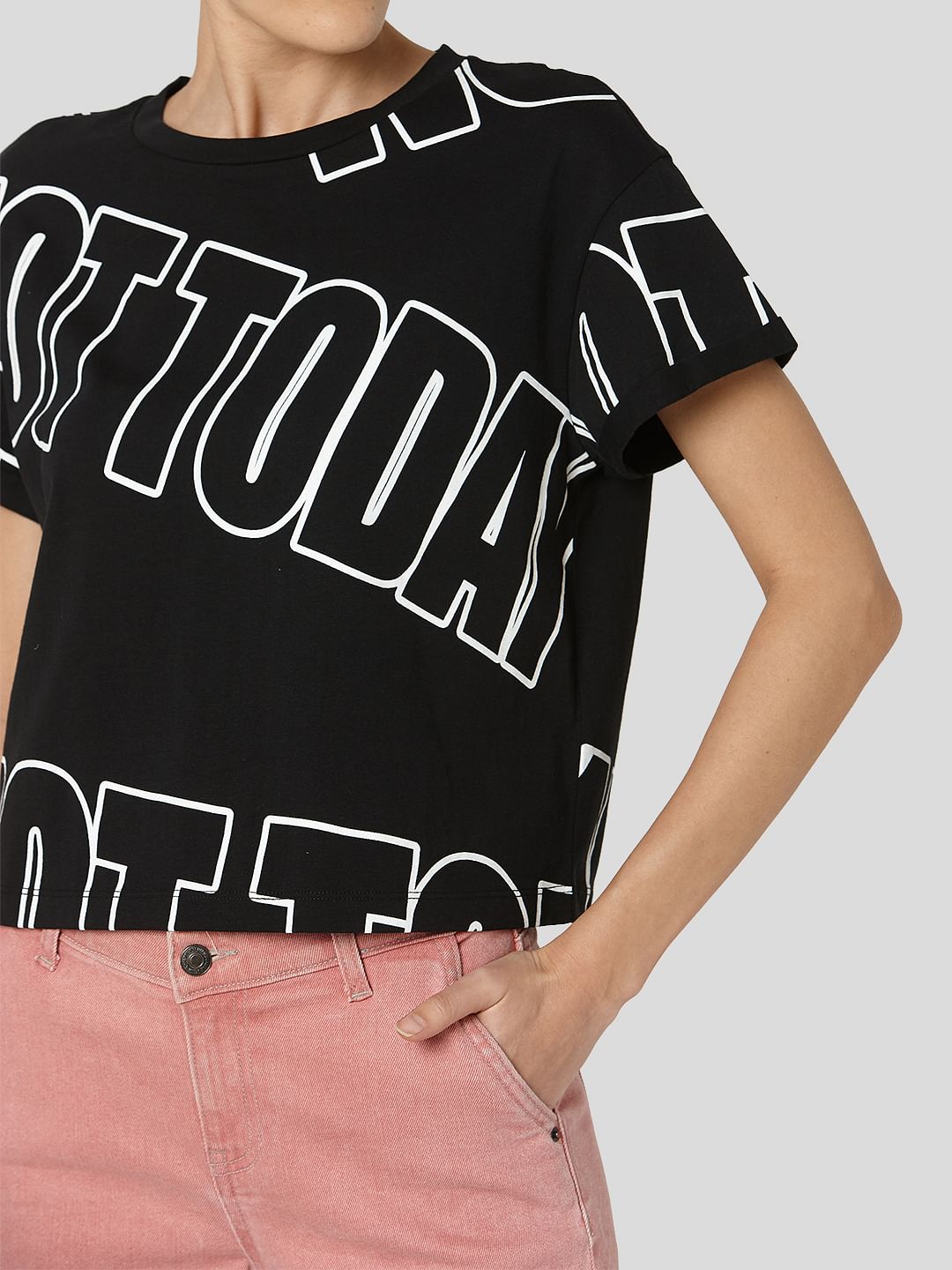 Black Cropped Lounge T-Shirt
