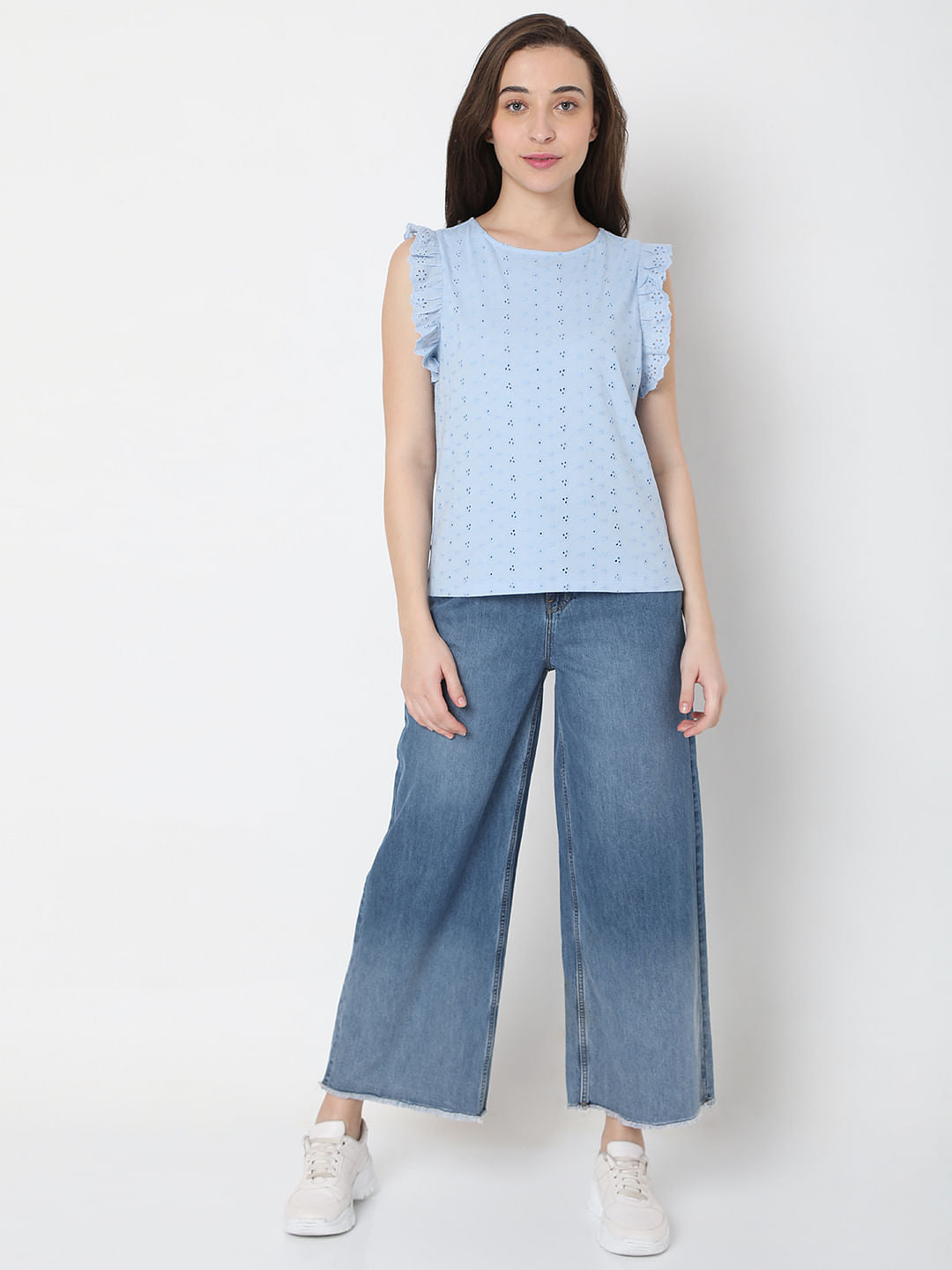 Blue Schiffli Top
