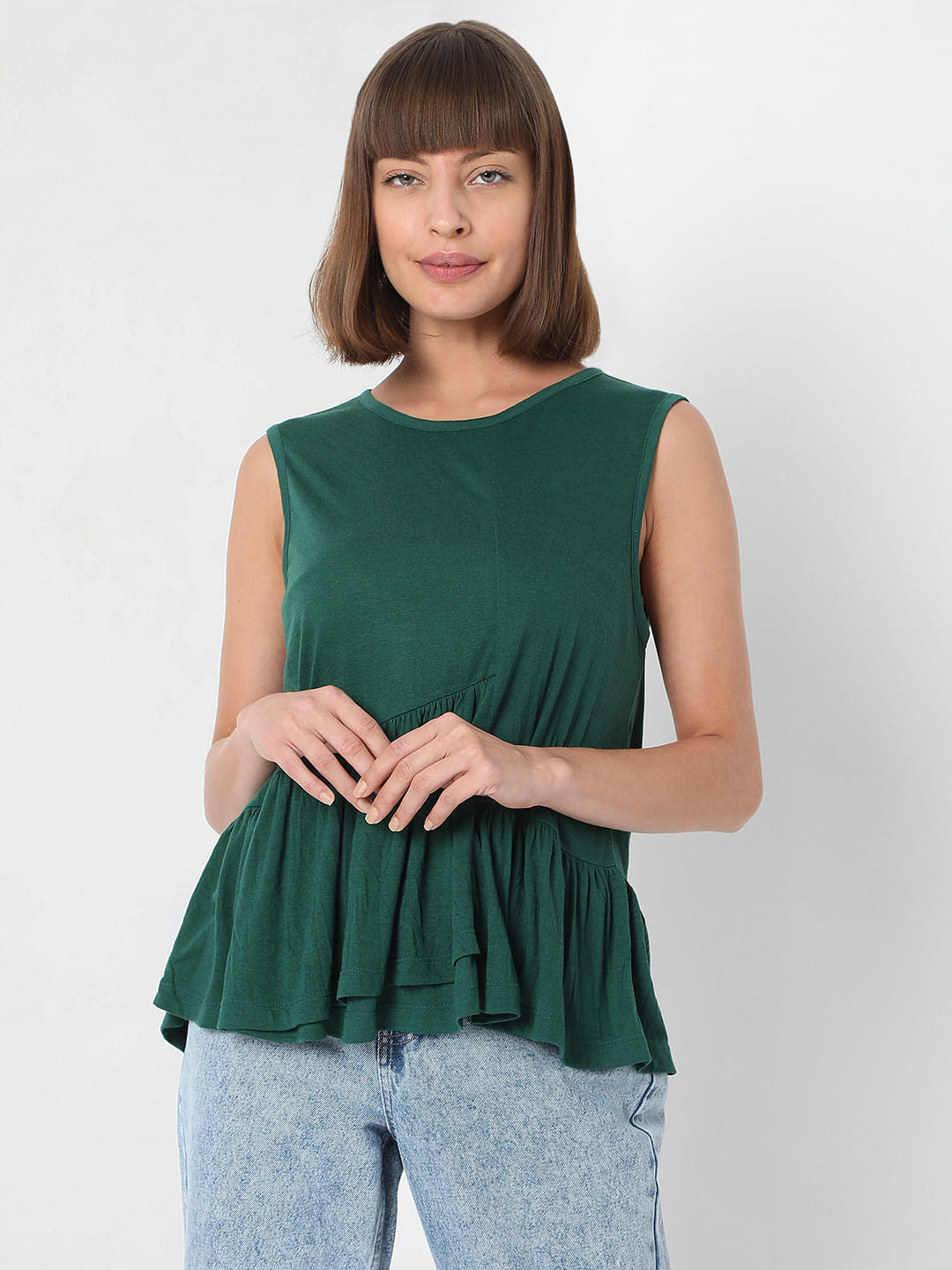 Green Peplum Top