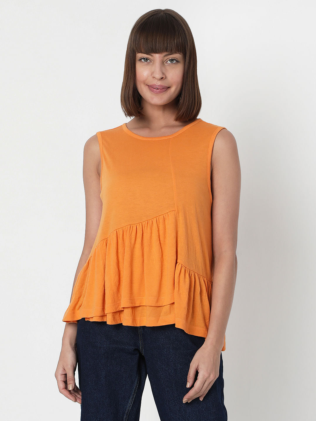 Orange Peplum Top