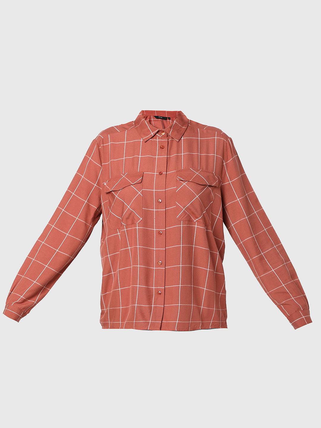 Brown Windowpane Check Shirt