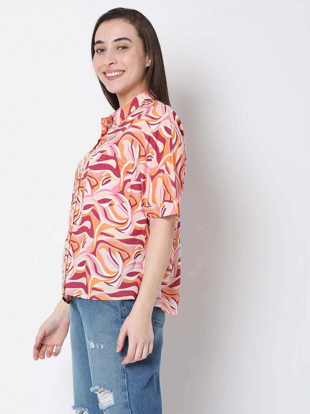 Pink Abstract Print Shirt