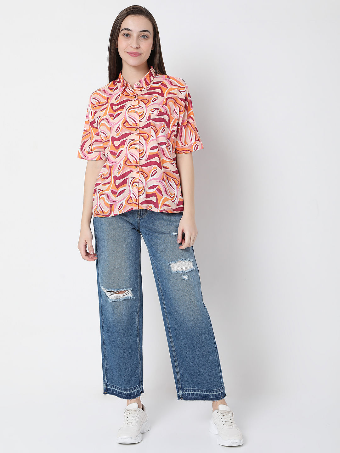 Pink Abstract Print Shirt