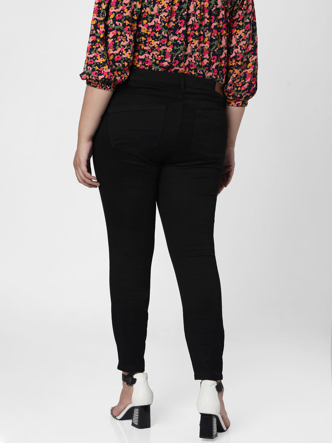 Curve Black Mid Rise Wendy Skinny Jeans
