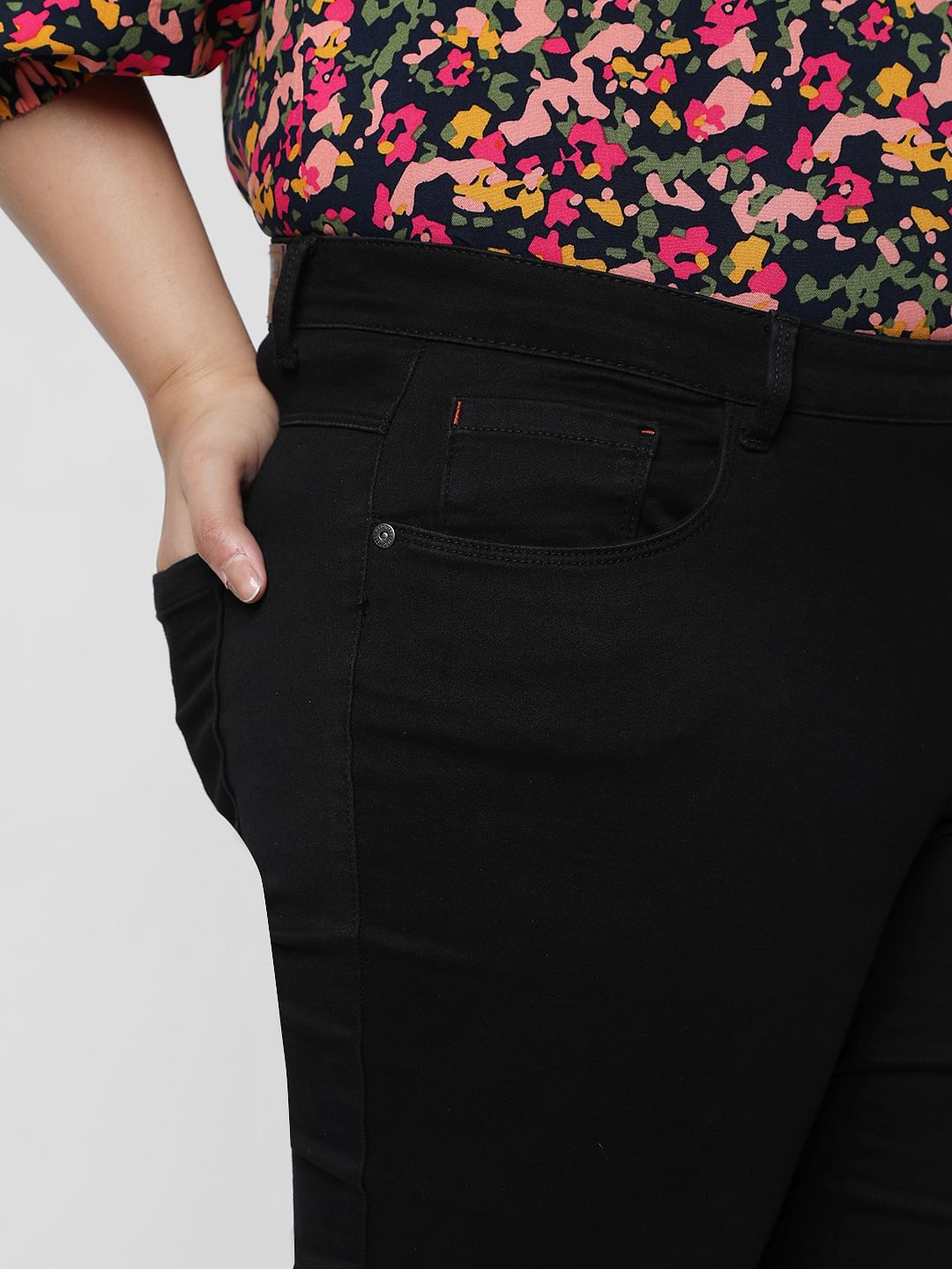Curve Black Mid Rise Wendy Skinny Jeans