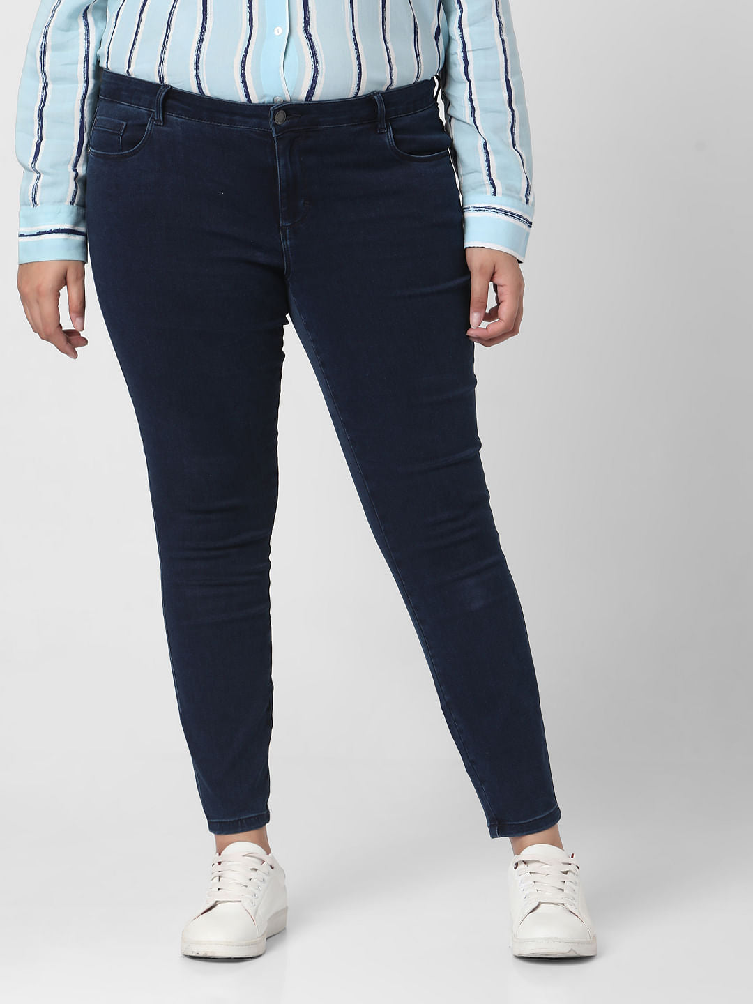 Curve Dark Blue Mid Rise Wendy Skinny Jeans