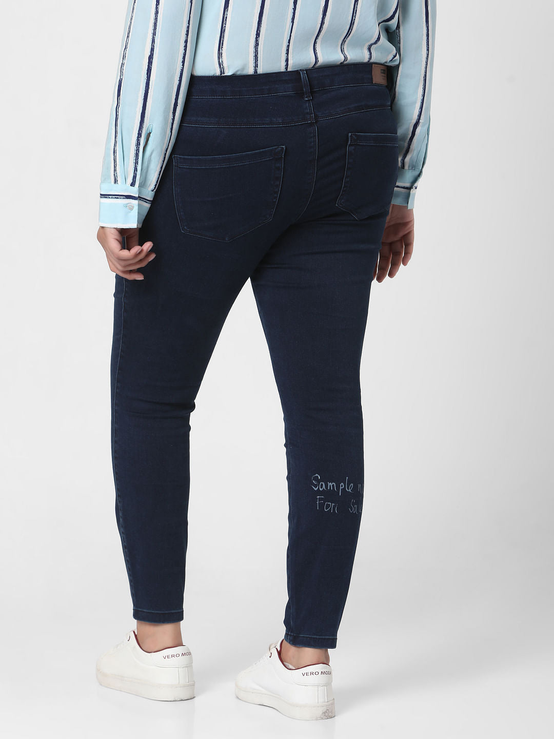 Curve Dark Blue Mid Rise Wendy Skinny Jeans