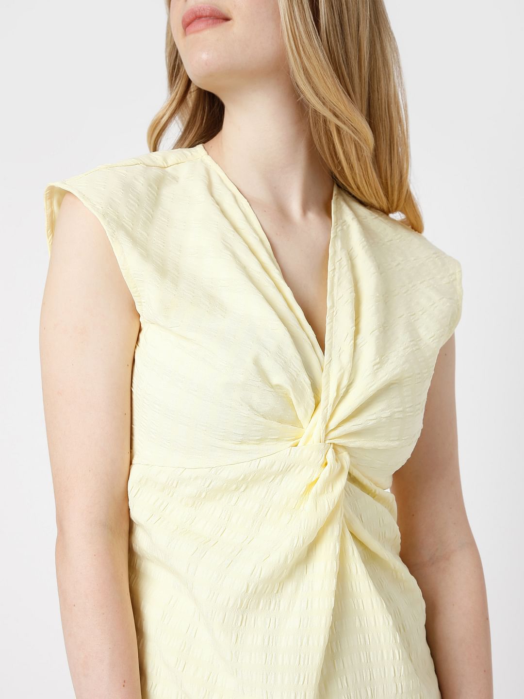 Yellow Front Twist Dress