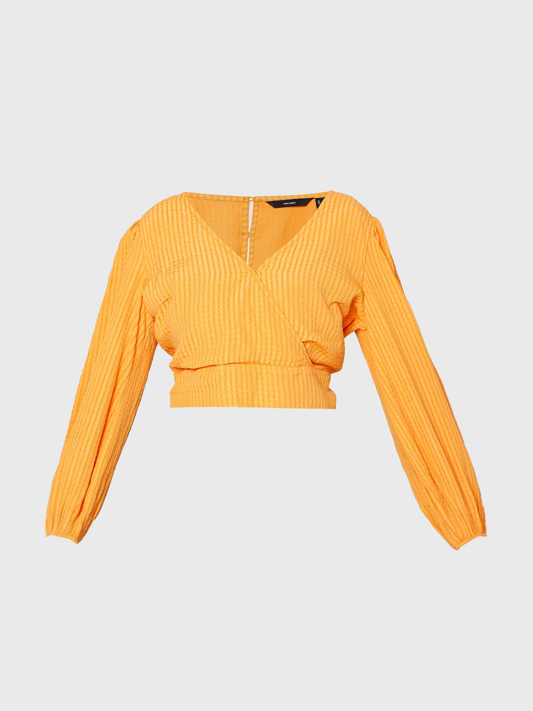 Orange Textured Wrap Top