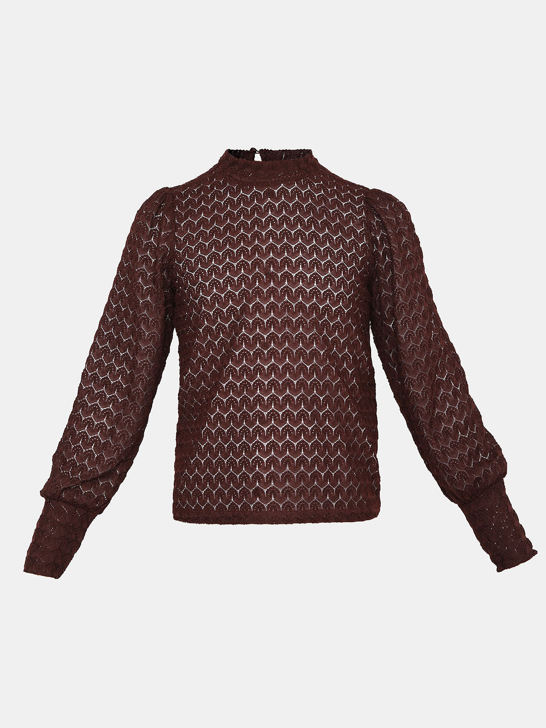 Maroon Lace High Neck Top