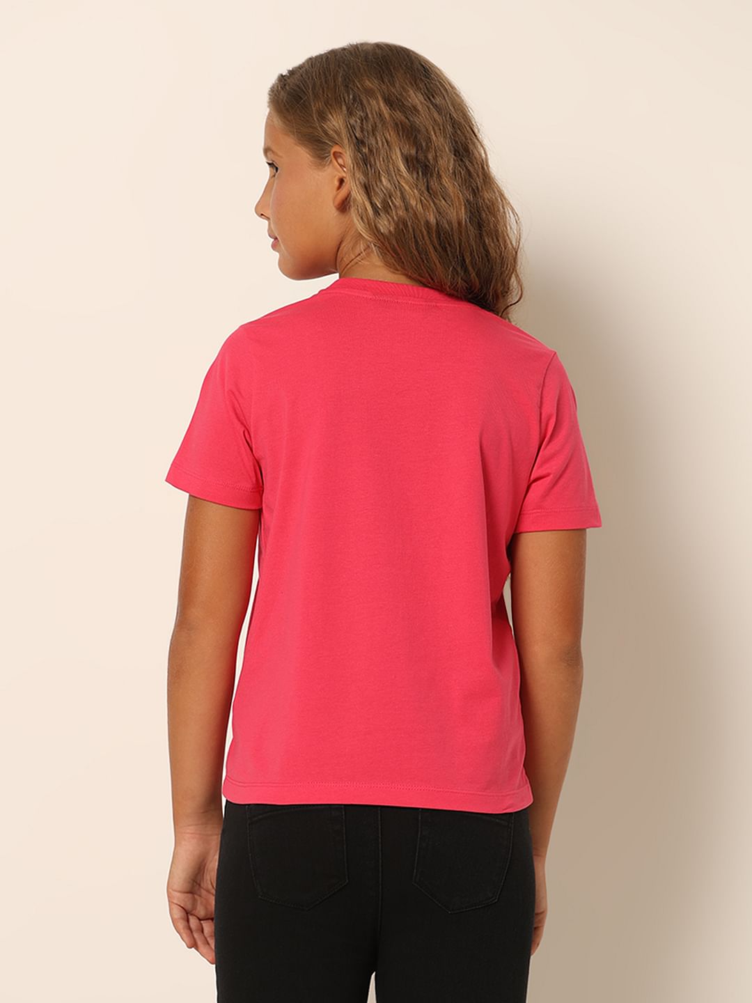 Girls Pink Printed T-Shirt