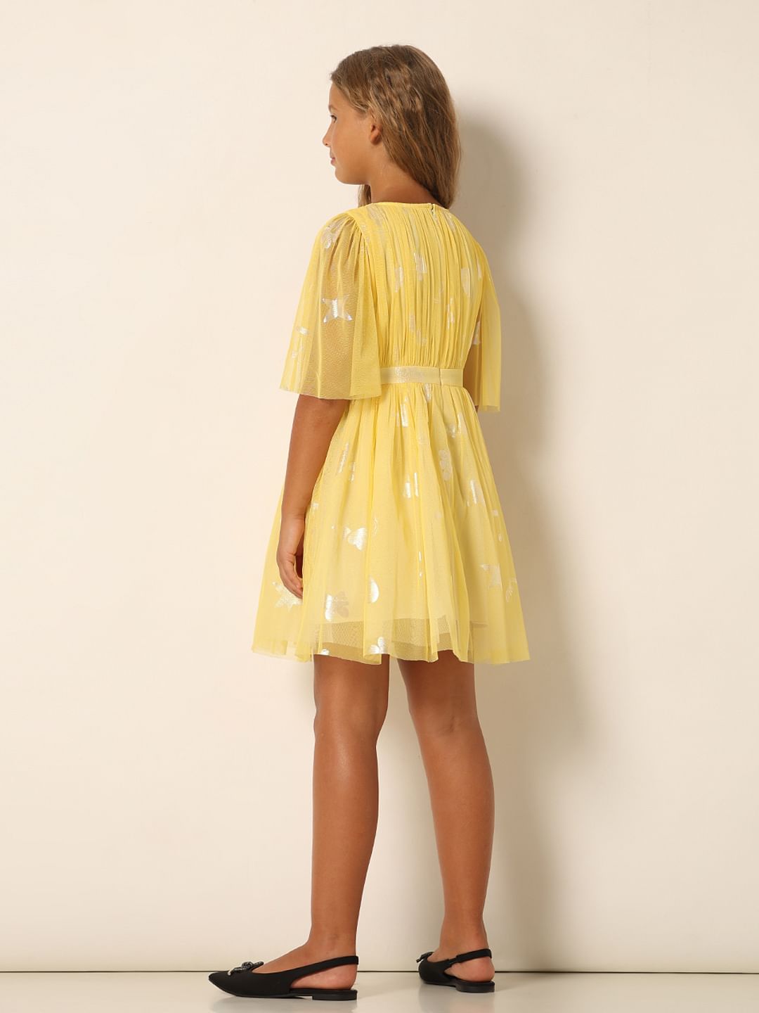 Girls Yellow Fit & Flare Dress