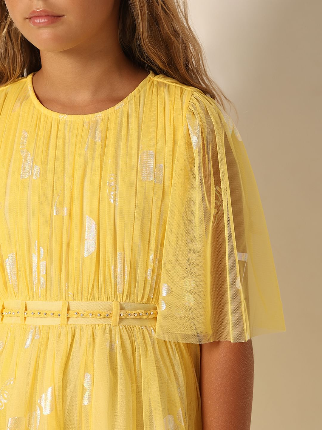 Girls Yellow Fit & Flare Dress