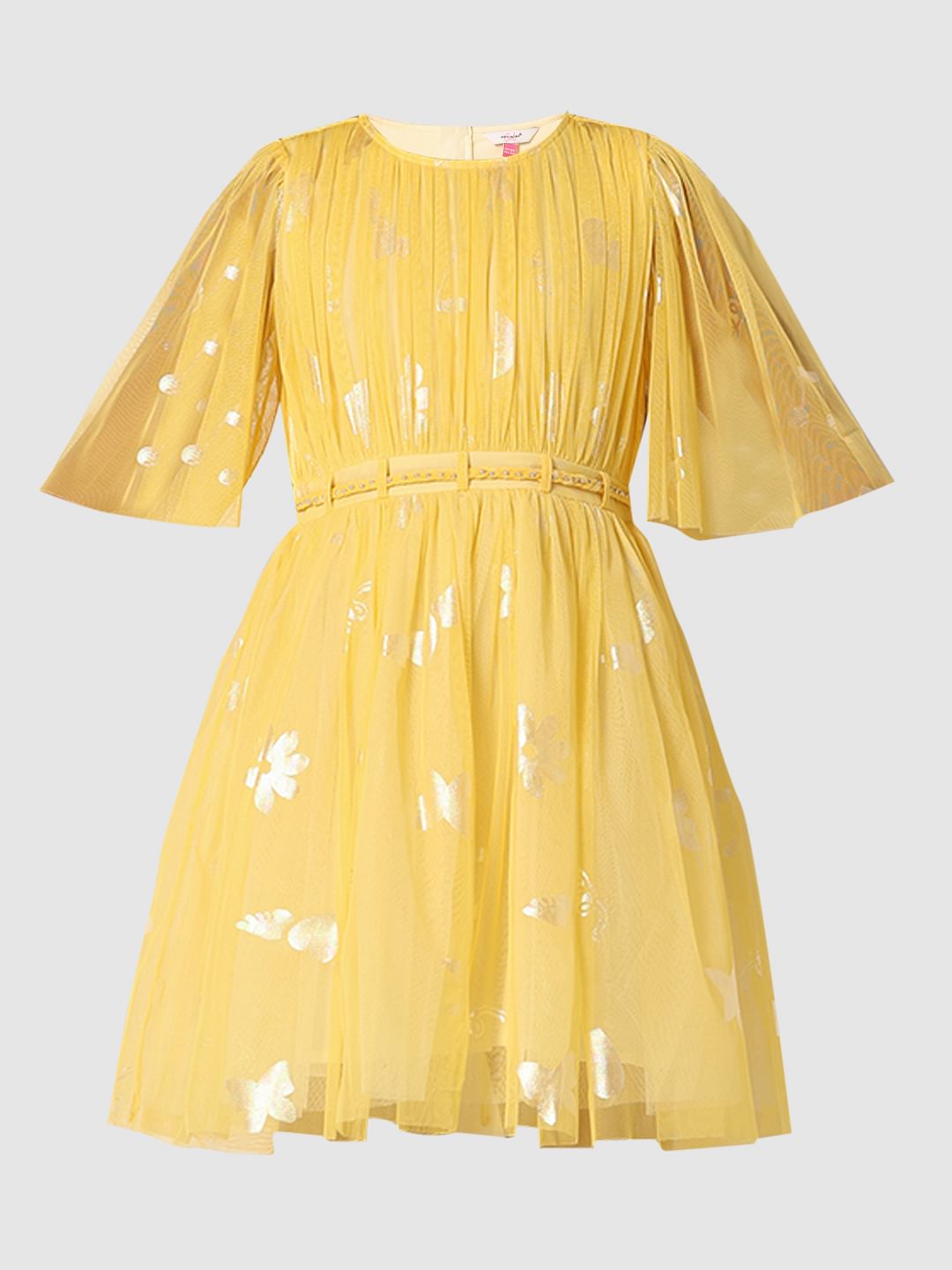 Girls Yellow Fit & Flare Dress