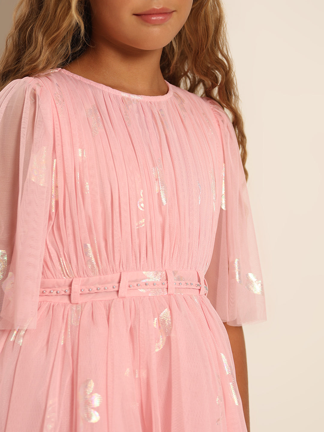 GIRLS Foil Print Tulle Dress