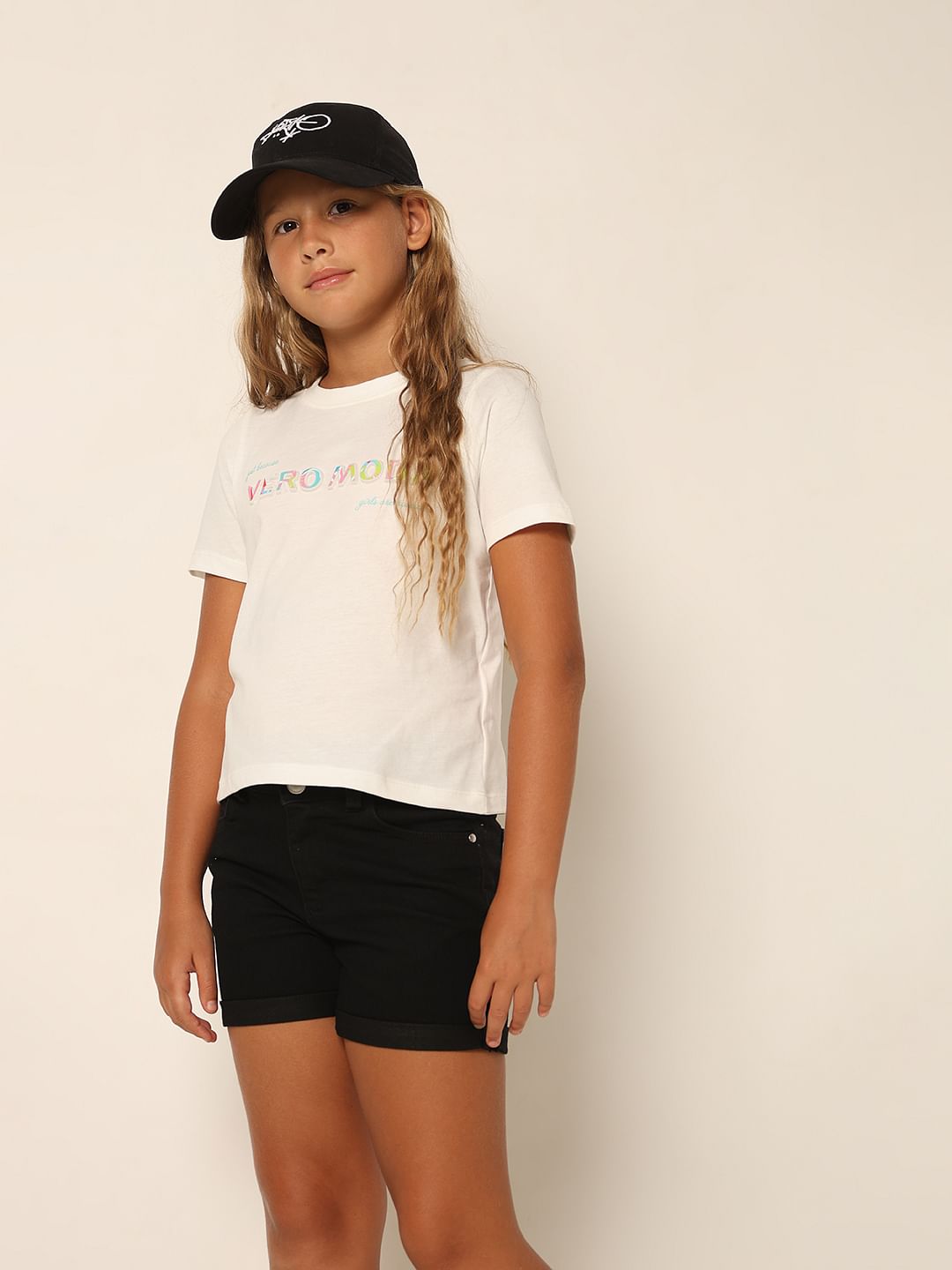 Girls White Logo Print T-Shirt