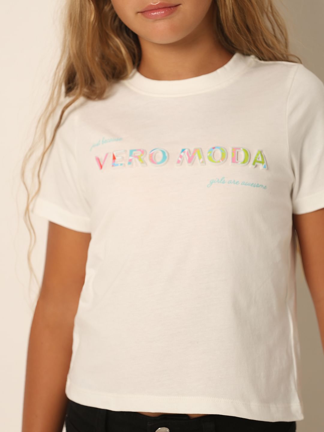 Girls White Logo Print T-Shirt