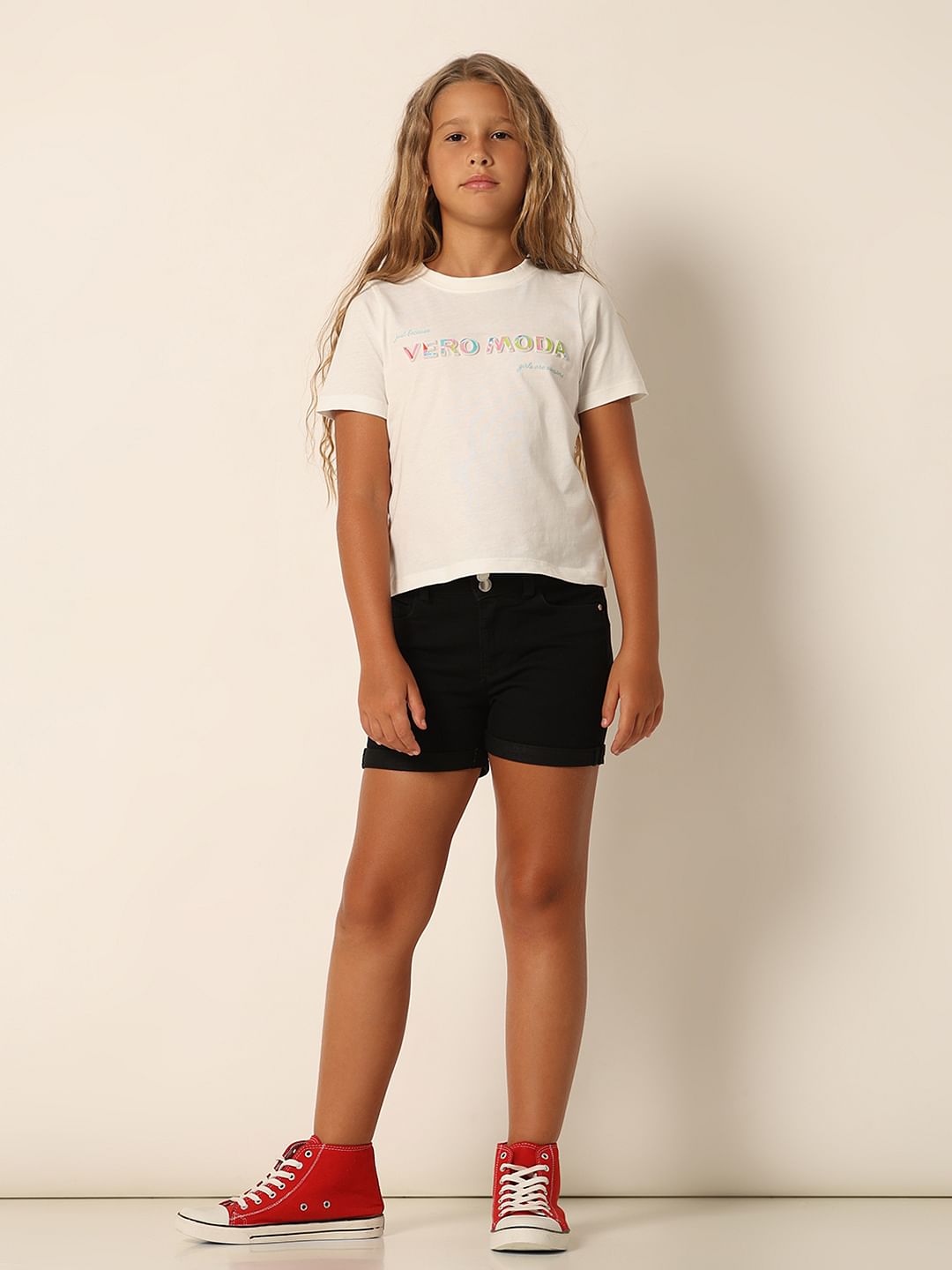 Girls White Logo Print T-Shirt
