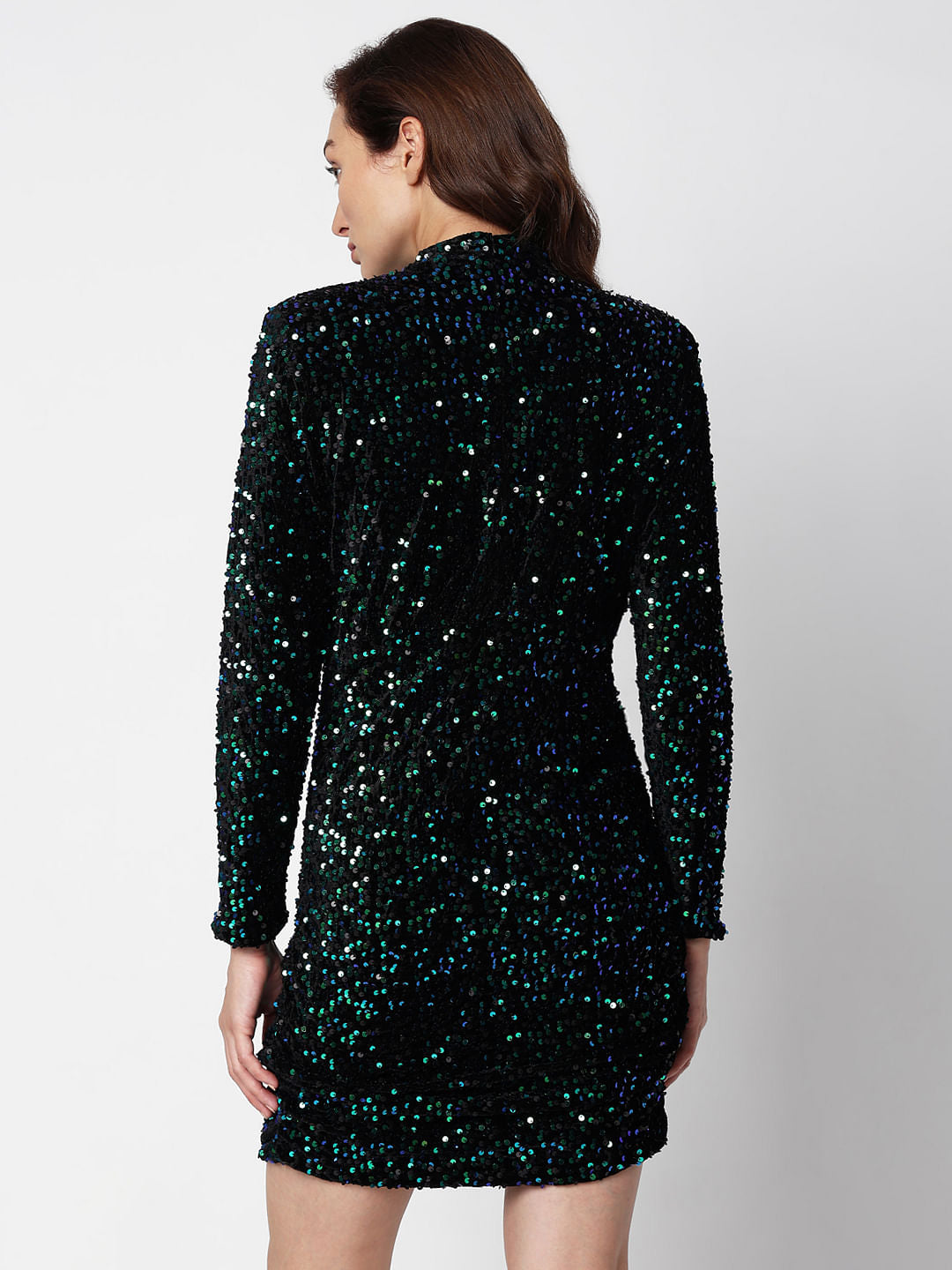 Black Sequined Bodycon Mini Dress