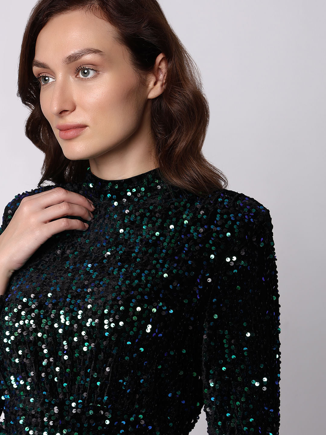 Black Sequined Bodycon Mini Dress