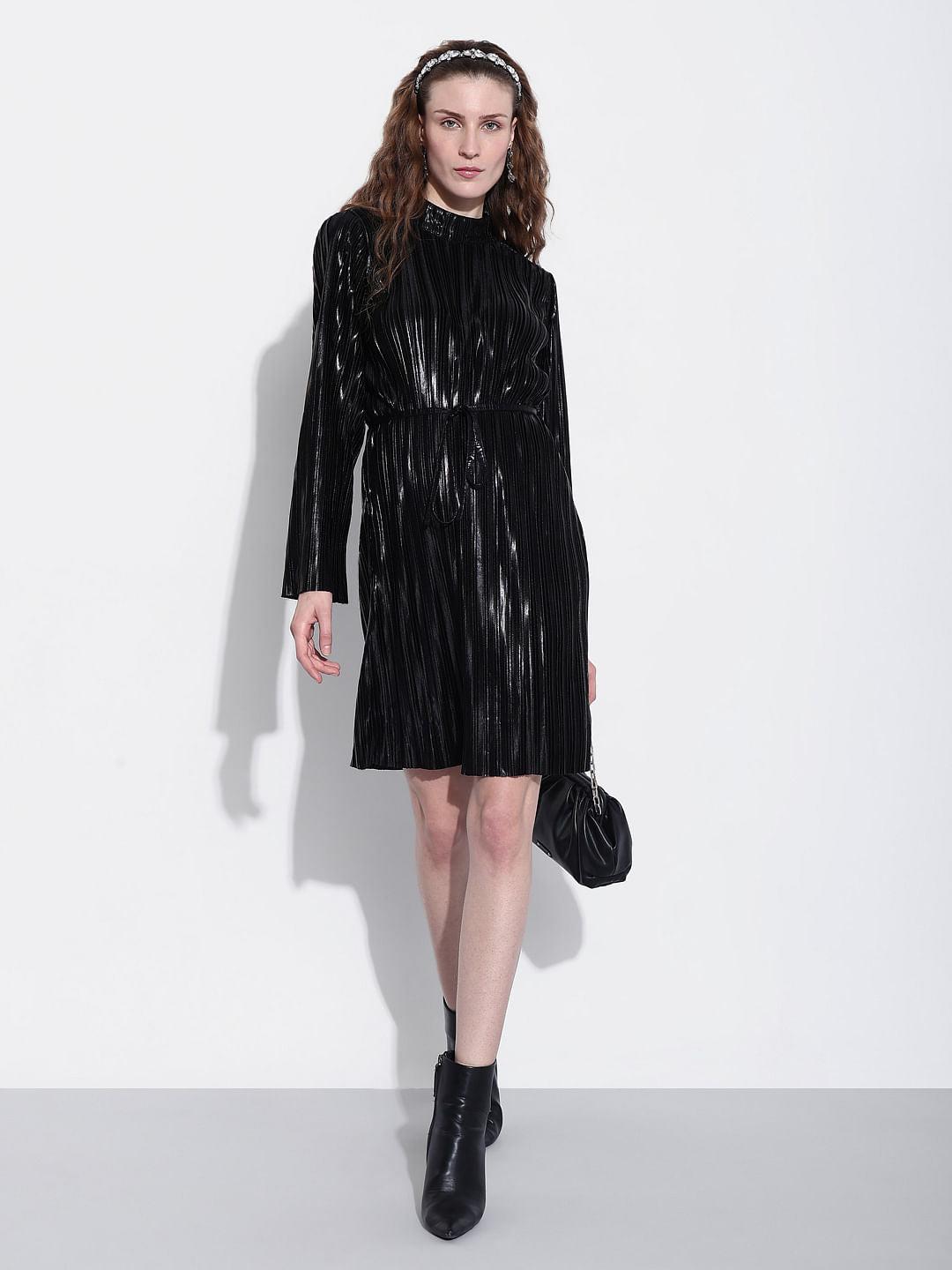 Black Metallic Shift Dress