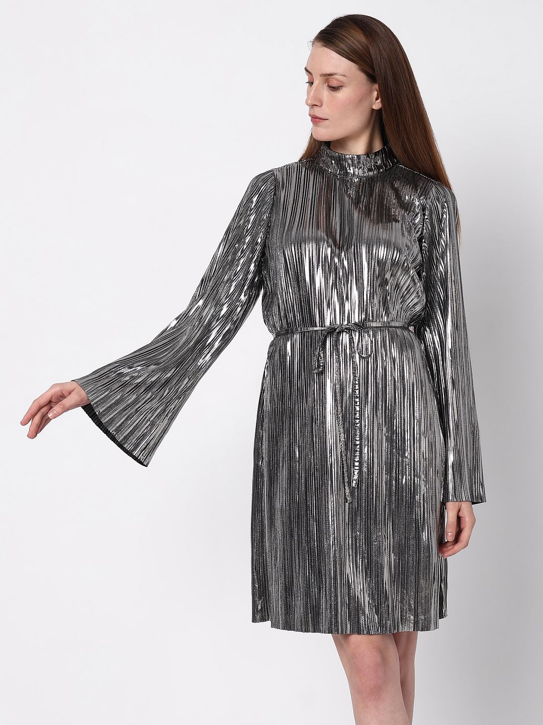 Silver Metallic Shift Dress