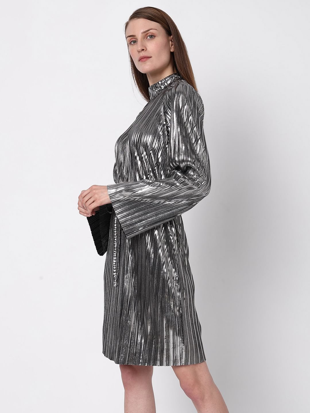Silver Metallic Shift Dress